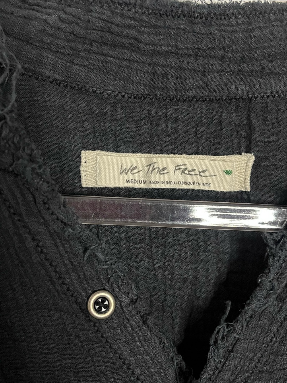 We the Free Summer Daydream Button-down Gauze Shirt in Black - Picture 6 of 7